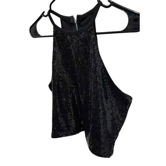 One Love Clothing Sequin Halter Crop Top With Back Zipper Closure Sz Medium - Picture 3 of 8